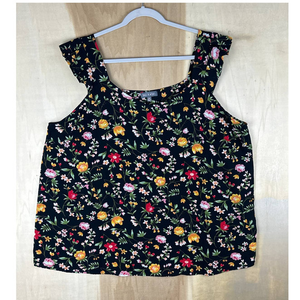 Rags To Wishes Top Womens 3X Floral Fluttered Sleeveless Summer Blouse Plus Size